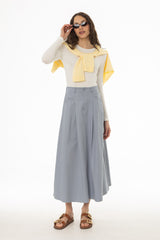 Light Blue Cargo Flare Maxi Skirt
