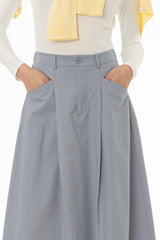Light Blue Cargo Flare Maxi Skirt
