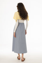 Light Blue Cargo Flare Maxi Skirt
