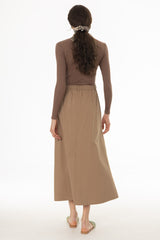 Tan Cargo Flare Maxi Skirt
