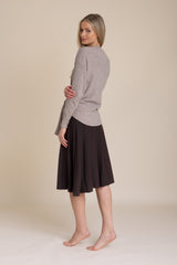 Brown Knit Pleated Skirt