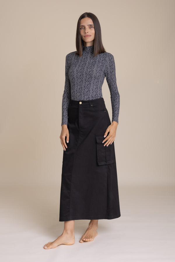 Black Cargo Skirt
