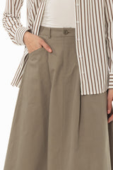Green Cargo Flare Maxi Skirt
