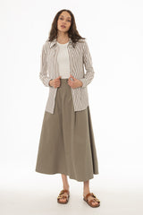 Green Cargo Flare Maxi Skirt