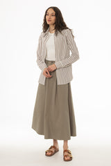 Green Cargo Flare Maxi Skirt