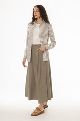 Green Cargo Flare Maxi Skirt