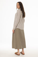 Green Cargo Flare Maxi Skirt