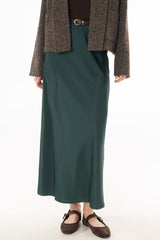 Green Silk Feel Slip Skirt