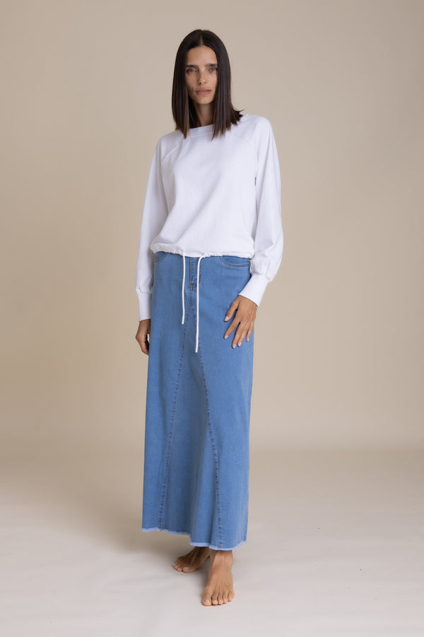 White Adjustable Waist Crop Top