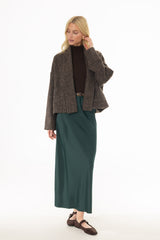 Green Silk Feel Slip Skirt