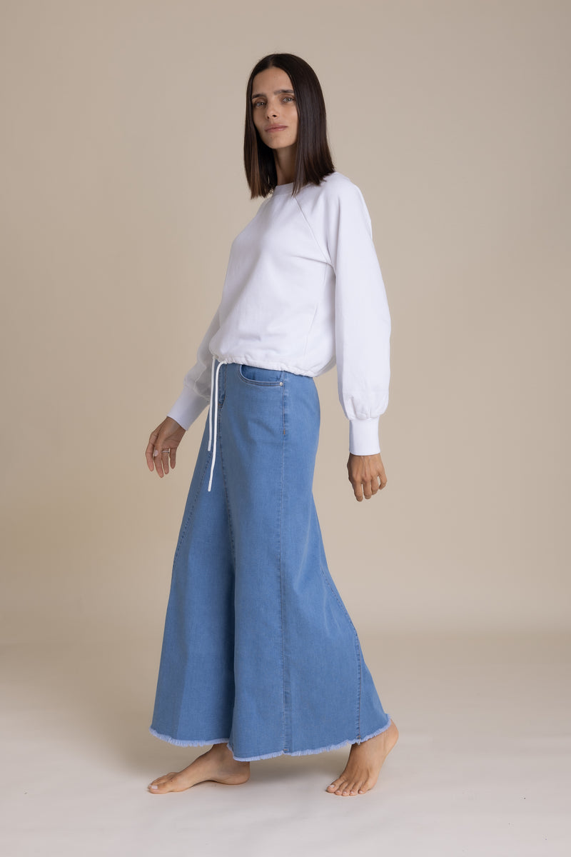 White Adjustable Waist Crop Top