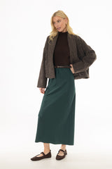 Green Silk Feel Slip Skirt