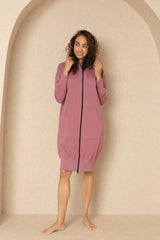 Raspberry Zipper Sweatshirt Dress