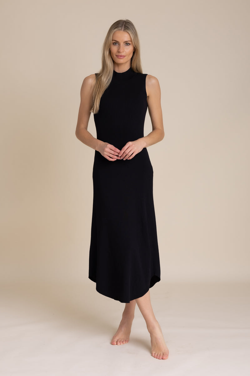 Black Knit Sleeveless Dress