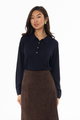 Navy Polo Thin Knit Sweater