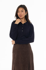 Navy Polo Thin Knit Sweater