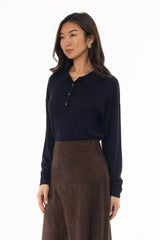 Navy Polo Thin Knit Sweater