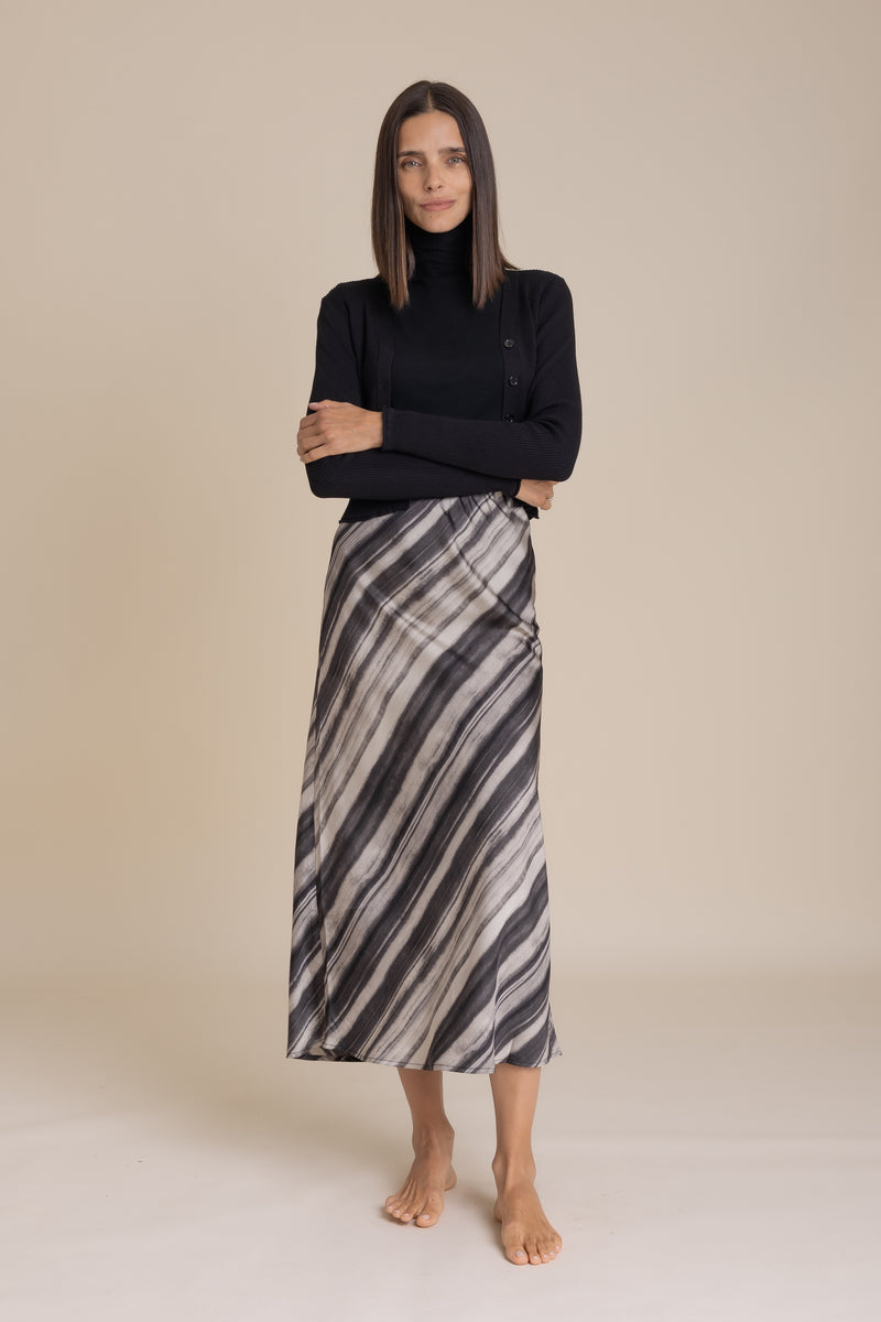 Black and White Striped Slip Skirt
