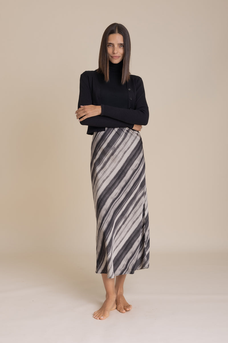 Black and White Striped Slip Skirt