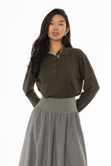 Green Polo Thin Knit Sweater