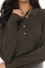Green Polo Thin Knit Sweater
