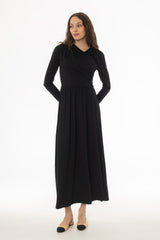 Black Crossover Draped Maxi Dress