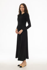 Black Crossover Draped Maxi Dress