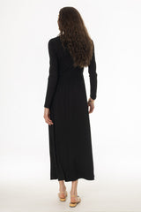 Black Crossover Draped Maxi Dress