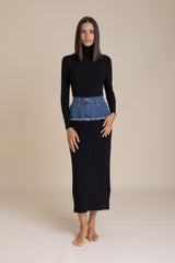 Blue Denim Knit Skirt