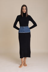 Blue Denim Knit Skirt