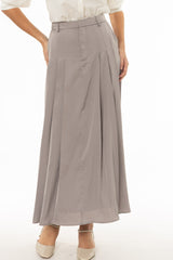 Slate Pleated Satin Maxi Skirt