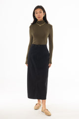 Black Stretch Basic Maxi Skirt