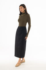 Black Stretch Basic Maxi Skirt