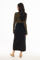 Black Stretch Basic Maxi Skirt