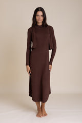 Brown Knit Sleeveless Dress