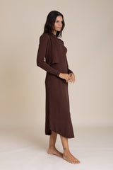 Brown Knit Sleeveless Dress