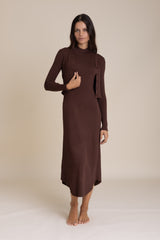 Brown Knit Sleeveless Dress
