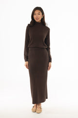 Brown Knit Maxi Skirt