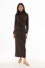 Brown Knit Maxi Skirt