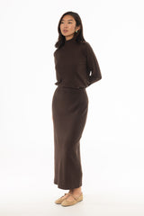 Brown Knit Maxi Skirt