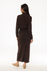 Brown Knit Maxi Skirt