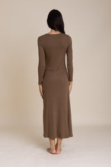Olive Solid Ruched Dress