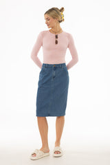 Blue Pencil Denim Skirt