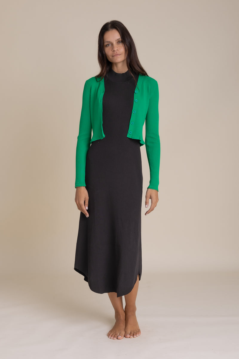 Olive Green Knit Sleeveless Dress