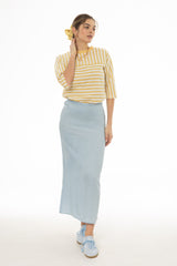 Light Blue Feather Soft Maxi Skirt
