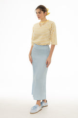 Light Blue Feather Soft Maxi Skirt