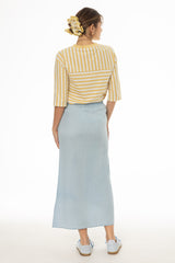 Light Blue Feather Soft Maxi Skirt