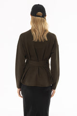 Olive Tie Wrap Knit Sweater