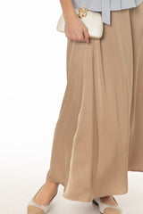 Champagne Silk Feel Flare Maxi Skirt