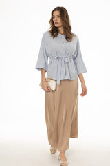 Champagne Silk Feel Flare Maxi Skirt